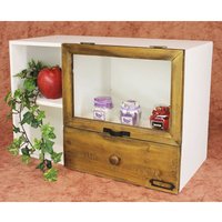 Dandibo - Minikommode 12016 Kommode mit Vitrine und Schublade Regal 48 cm Schrank Shabby von DANDIBO