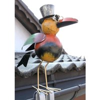 Rabe Figur Deko für die Dachrinne 30 cm Bunt Vogel Metall 2344 Dachschmuck Dachrinnenfigur Gartendeko Modern - Dandibo von DANDIBO