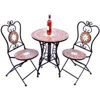 Sitzgruppe Merano 12001-2 Gartentisch + 2 Stk. Gartenstuhl Mosaik Tisch 2x Stuhl von DANDIBO