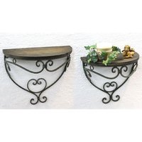 Wandregal 2er Set 12095 Wandkonsole 'Malega' aus Metall mit Holzablage Badregal von DANDIBO