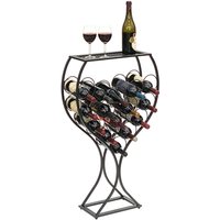 Weinregal Weinglas Design Metall Schwarz Flaschenregal stehend 100 cm 96211 für 15 Flaschen Schmiedeeisen - Dandibo von DANDIBO