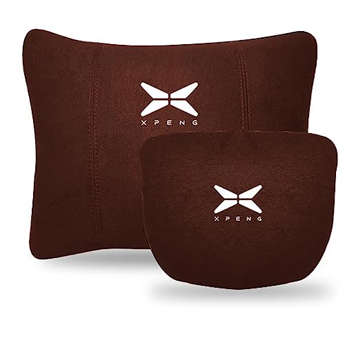 DANETI Auto-Nackenstützkissen Lendenwirbelstütze Kissen für Xpeng G3/P7/P5/G9,Ergonomisches Rckenstützkissen Auto Nackenkissen,Brown2 von DANETI