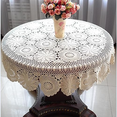 Tischdecke Handgemachte Häkeltischdecke Schöne Hand Häkeln Abendessen Runde Tischdecke Baumwolle Viele 140cm Beige Tischdecke Handgemachte Häkeltischdecke Schöne Hand Häkeln Abendessen Runde Tischdecke Baumwolle Viele 140cm Beige von DANETI