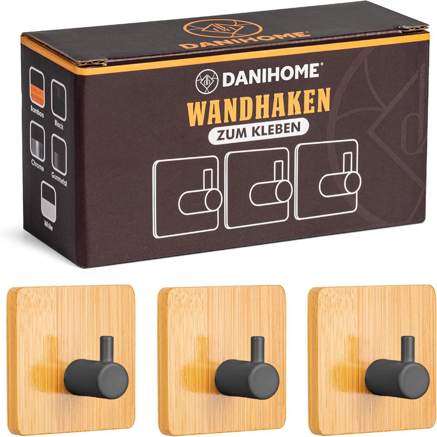 DANIHOME Klebehaken Wandhaken Bambus mit Gunmetall Haken – Handtuchhalter ohne Bohren, Klebehaken Extra Stark für Bad & Küche, Haken Selbstklebend, (Handtuchhaken ohne Bohren, Kleiderhaken, Selbstklebend, Klebewandhaken Rückstandsfrei), 3er Set DANIHOME Klebehaken Wandhaken Bambus mit Gunmetall Haken – Handtuchhalter ohne Bohren, Klebehaken Extra Stark für Bad & Küche, Haken Selbstklebend, (Handtuchhaken ohne Bohren, Kleiderhaken, Selbstklebend, Klebewandhaken Rückstandsfrei), 3er Set von DANIHOME