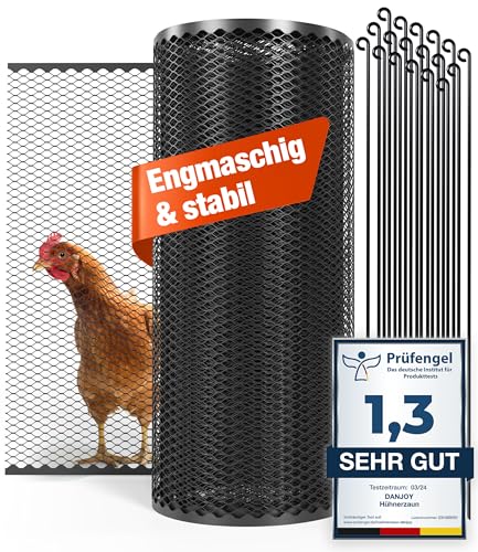 DANJOY Hühnerzaun I 90cm hoch I 25m lang I Der Zaun für Hunde oder Kleintiere ist besonders engmaschig, stabil - kein Durchhängen I 20x Befestigungen I Hundezaun Garten - Schwarz DANJOY Hühnerzaun I 90cm hoch I 25m lang I Der Zaun für Hunde oder Kleintiere ist besonders engmaschig, stabil - kein Durchhängen I 20x Befestigungen I Hundezaun Garten - Schwarz von DANJOY