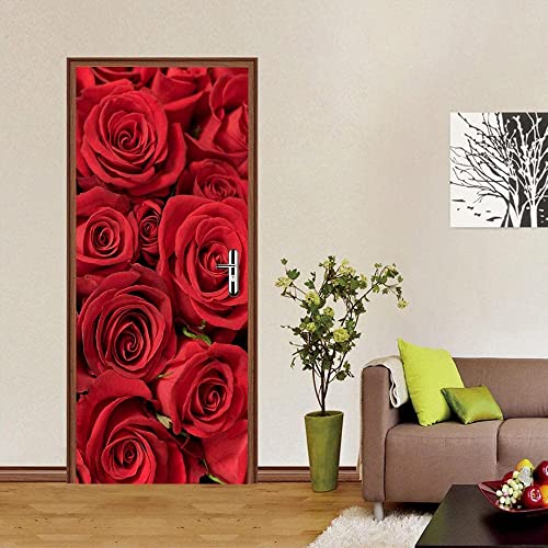 3D Abnehmbare Rote Rose Wandbilder Für Schlafzimmer Büro Küche Wanddeko 90 X 200 Cm von DANLIM