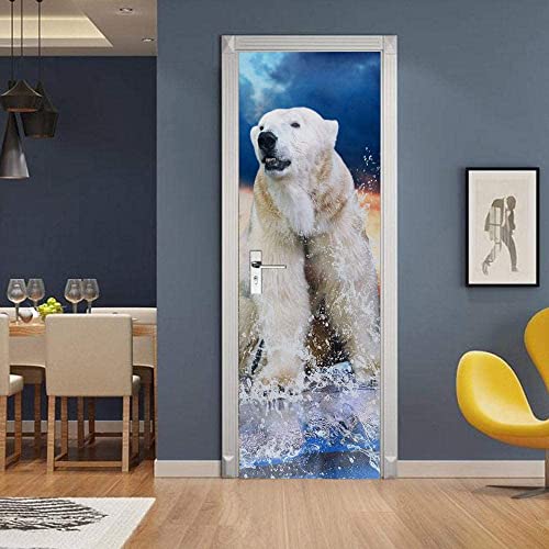 3D Türtapete Selbstklebend Türposter - Tierischer Eisbär - Türaufkleber Fototapete Abziehen Und Aufkleben Türfolie Poster Tapete 90 X 200 Cm von DANLIM