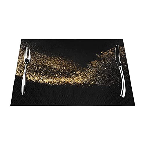 Gold Schwarz Sand Hitzebeständige Tischsets 6er Set Resistant Anti-Rutsch Waschbar PVC Tischsets Gewebtes Vinyl Platzsets Gold Schwarz Sand Hitzebeständige Tischsets 6er Set Resistant Anti-Rutsch Waschbar PVC Tischsets Gewebtes Vinyl Platzsets von DANLIM