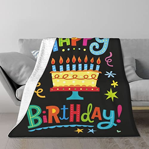 Happy Birthday Decke mit großem Kuchenmuster, Queen-Size-Bett, Fleece, für alle Jahreszeiten, warm, leicht, superweich, Hotelqualität, 203 x 152 cm von DANLIM