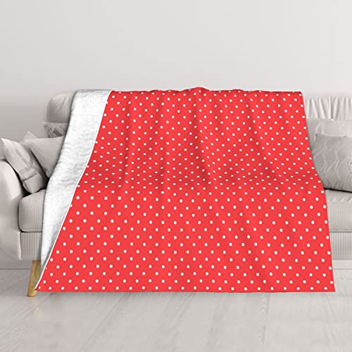 Rot und Weiß gepunktete Decke für Doppelbett, 203 x 152 cm, super luxuriös, weiche, leichte Doppeldecke für Bett, Sofa, Couch, Reisen, Camping von DANLIM