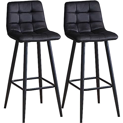 DANNMPX Barhocker Barhocker, Küchenthekenstühle, 2er-Set, Samt-Frühstücksbarstühle Mit Metallbeinen, Hohe Hocker Für Die Bar Barstuhl(Black) von DANNMPX