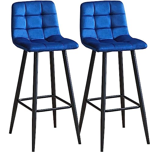 DANNMPX Barhocker Barhocker, Küchenthekenstühle, 2er-Set, Samt-Frühstücksbarstühle Mit Metallbeinen, Hohe Hocker Für Die Bar Barstuhl(Blue) von DANNMPX