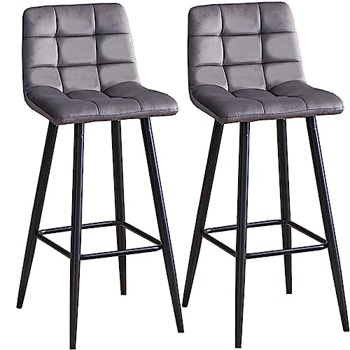 DANNMPX Barhocker Barhocker, Küchenthekenstühle, 2er-Set, Samt-Frühstücksbarstühle Mit Metallbeinen, Hohe Hocker Für Die Bar Barstuhl(Gray) von DANNMPX