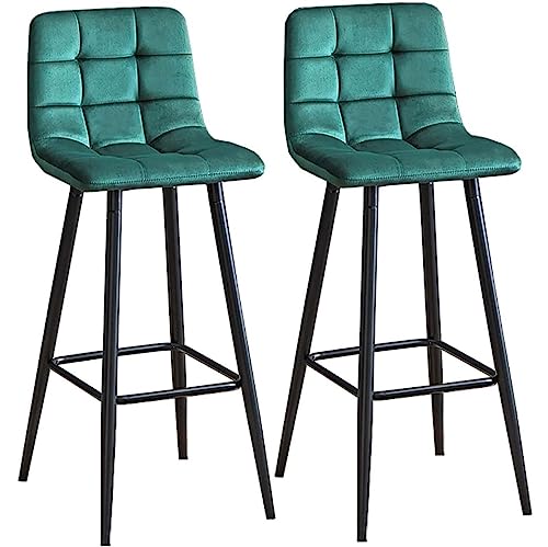 DANNMPX Barhocker Barhocker, Küchenthekenstühle, 2er-Set, Samt-Frühstücksbarstühle Mit Metallbeinen, Hohe Hocker Für Die Bar Barstuhl(Grün) von DANNMPX
