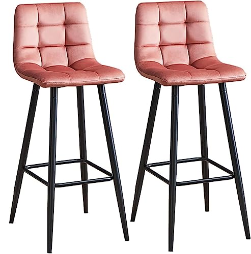 DANNMPX Barhocker Barhocker, Küchenthekenstühle, 2er-Set, Samt-Frühstücksbarstühle Mit Metallbeinen, Hohe Hocker Für Die Bar Barstuhl(Pink) von DANNMPX