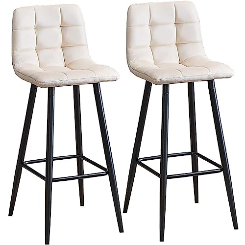DANNMPX Barhocker Barhocker, Küchenthekenstühle, 2er-Set, Samt-Frühstücksbarstühle Mit Metallbeinen, Hohe Hocker Für Die Bar Barstuhl(White) von DANNMPX
