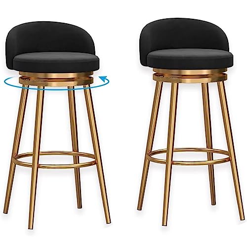 DANNMPX Barhocker Drehbare Barhocker, 2er-Set, Höhenverstellbare Hockerstühle, Gepolsterte Barhocker Mit Goldenem Metallrahmen Barstuhl(Black,65cm Sitting Height) von DANNMPX