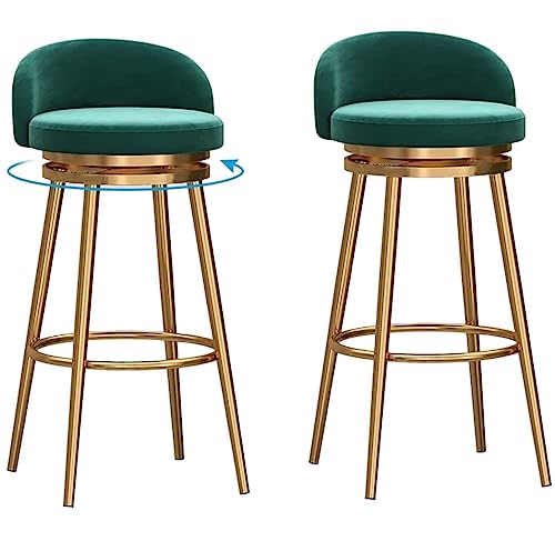 DANNMPX Barhocker Drehbare Barhocker, 2er-Set, Höhenverstellbare Hockerstühle, Gepolsterte Barhocker Mit Goldenem Metallrahmen Barstuhl(Grün,65cm Sitting Height) von DANNMPX