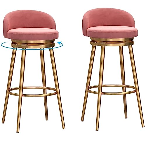 DANNMPX Barhocker Drehbare Barhocker, 2er-Set, Höhenverstellbare Hockerstühle, Gepolsterte Barhocker Mit Goldenem Metallrahmen Barstuhl(Pink,65cm Sitting Height) von DANNMPX