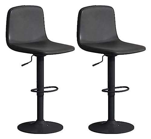 DANNMPX Barhocker Drehbarer Barhocker, 2er-Set, Leder, Frühstücks-, Esszimmerstuhl, Ankleidehocker Mit Rückenlehne, Höhenverstellbarer Hebestuhl Barstuhl(Black) von DANNMPX