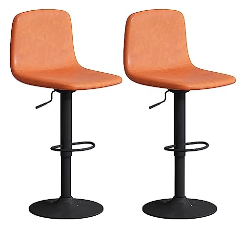 DANNMPX Barhocker Drehbarer Barhocker, 2er-Set, Leder, Frühstücks-, Esszimmerstuhl, Ankleidehocker Mit Rückenlehne, Höhenverstellbarer Hebestuhl Barstuhl(Orange) von DANNMPX