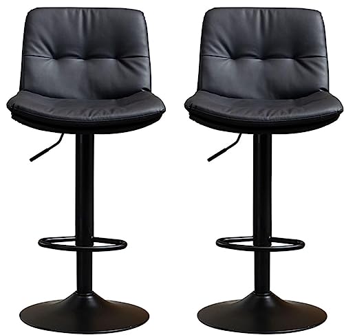 DANNMPX Barhocker Moderne Barhocker, 2er-Set, Höhenverstellbare Barhocker Mit Gepolsterter Rückenlehne Aus PU-Leder, Drehbare Metall-Barstühle Barstuhl(Black) von DANNMPX