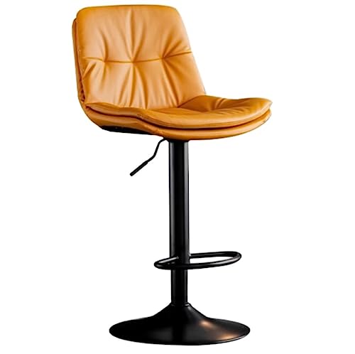 DANNMPX Barhocker Moderne Barhocker, 2er-Set, Höhenverstellbare Barhocker Mit Gepolsterter Rückenlehne Aus PU-Leder, Drehbare Metall-Barstühle Barstuhl(Orange) von DANNMPX