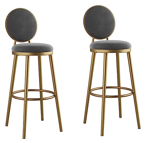 DANNMPX Barhocker Samt-Barhocker, 2er-Set, Moderner Barhocker, Stuhl, Thekenhöhe, Hocker Mit Rückenlehne Und Fußstütze Für Das Esszimmer Barstuhl(D,Sitting Height 65cm) von DANNMPX