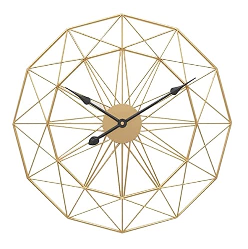 DANNMPX Dekorative Wanduhren Decor Wanduhren Für Wohnzimmer 3D Handgefertigte Hängende Leise Nicht Tickende Kreative Quarzuhren Wanduhr(Golden,50cm) von DANNMPX
