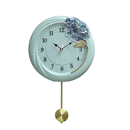 DANNMPX Dekorative Wanduhren Kreative Wohnzimmer-Schlafzimmer-runde Stumme Schaukel-Wanduhr Aus Kunstharz, Leicht Zu Lesen Und Zu Lernen, Die Zeit Zu Lesen Wanduhr(Blue) von DANNMPX