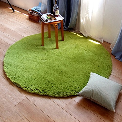 DANNMPX Teppich Wohnzimmer Einfacher Nachttisch, Plüsch-Fußmatten, Hängekorb, Drehstuhl, runder Teppich Carpet(Grün,100) von DANNMPX