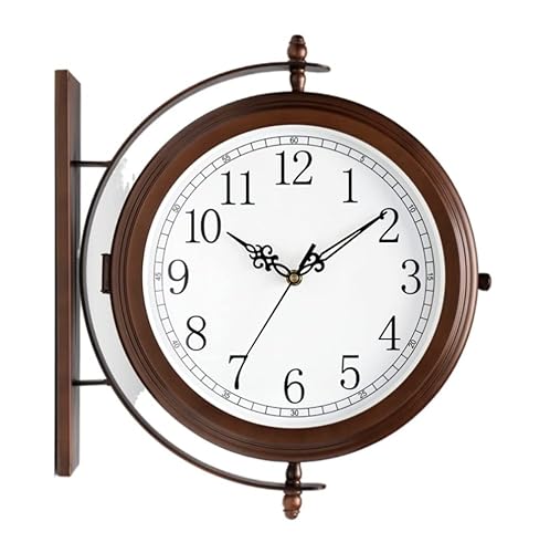 Dekorative Wanduhren Doppelseitige Wanduhr Metallrahmen Wanduhr Indoor European Style Dekoration Uhr Für Schlafzimmer Wohnzimmer Wanduhr(A) von DANNMPX