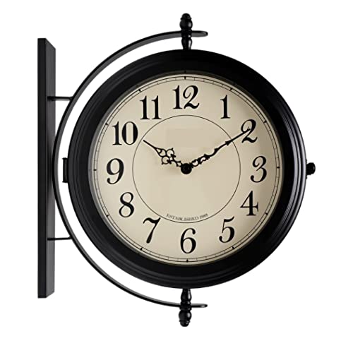 Dekorative Wanduhren Doppelseitige Wanduhr Metallrahmen Wanduhr Indoor European Style Dekoration Uhr Für Schlafzimmer Wohnzimmer Wanduhr(B) von DANNMPX