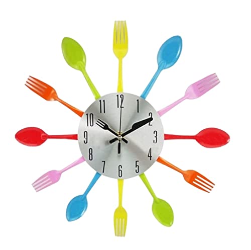 Dekorative Wanduhren Quarz-Wanduhr, Modernes Design, Wanduhr, Edelstahl, Messer Und Gabel, Große Küche Wanduhr(Multicolor) von DANNMPX