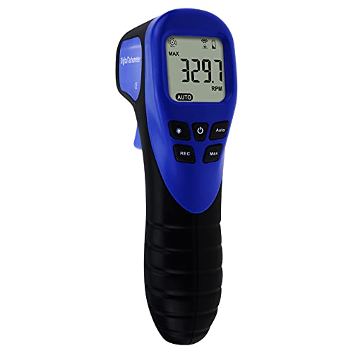 DANOPLUS Digitaler berührungsloser Foto-Drehzahlmesser, Laser-Drehzahlmesser mit Datenaufzeichnungsfunktion, reflektierende Bänder, Messbereich: 2,5–99999 U/min von DANOPLUS