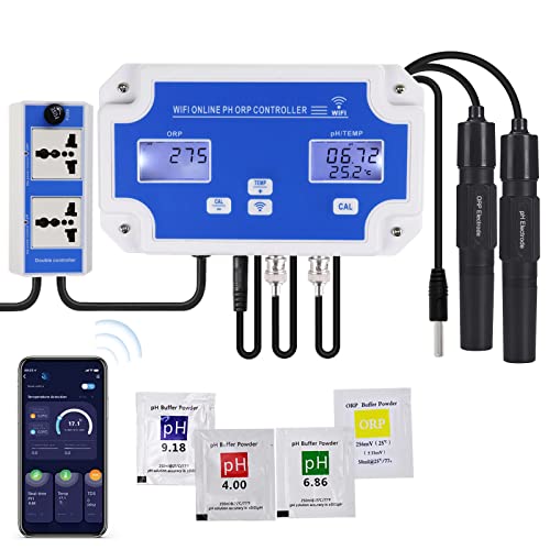 DANOPLUS Smart pH ORP-Controller mit Fernüberwachung und Dosierung per App im Wasser, 3-in-1-pH-/ORP-/Temperaturmessgerät mit austauschbaren Sonden für Hydrokulturen, Aquarien und Pools von DANOPLUS