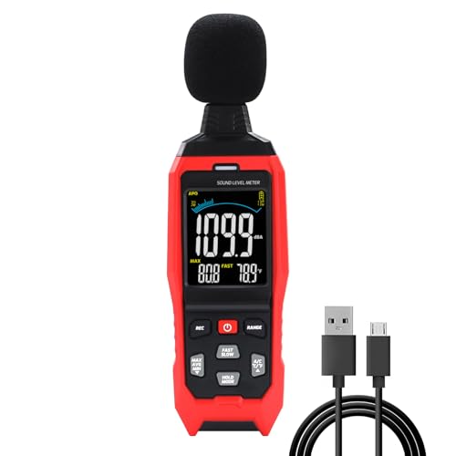Dezibelmessgerät mit Datenprotokollierung, Ton, Dezibel-Messgerät, Datenlogger, 30 ~ 130 dB Schallpegelmesser mit akustischem visuellem Alarm, Schallmessgerät mit Exportdaten, PC-Anschluss, von DANOPLUS