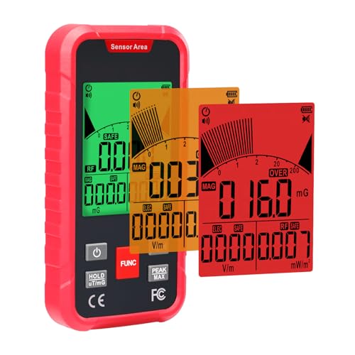 EMF Meter Digital 3in1 Elektrosmog Messgerät misst EF, RF, MF und WiFi Signal Wiederaufladbarer RF Detektor mit 3-Farben Hintergrundbeleuchtung & Summer Handheld EMF Detektor für Geisterjagd, Haushalt von DANOPLUS