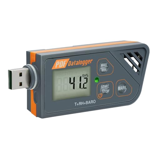 Professioneller digitaler wasserdichter USB-Datenlogger - Messung von Temperatur, Luftfeuchtigkeit und atmosphärischem Druck | PDF/Excel-Berichte erstellen | Plug and Play | LED-Anzeige | Integrierte von DANOPLUS
