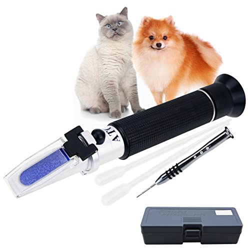 Tragbar Klinisch Refraktometer mit ATC zum Urin Spezifisch Schwere RI Messung von Haustier Hund Katze 1.000-1.060RI und Blut Serum Eiweiß 2-14g/dl, Frei Pipetten von DANOPLUS