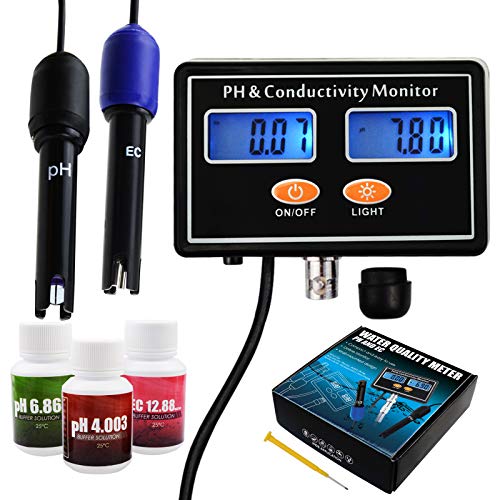 pH/EC Leitfähigkeit Meter mit ATC Wasser Qualität Prüfer 0.0-14.0pH / 0~19.99ms/cm Aquarium, Hydroponik Werkzeug von DANOPLUS