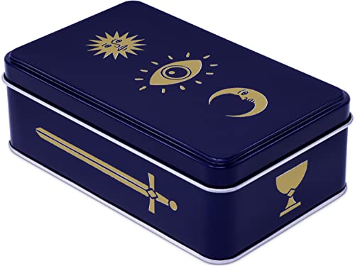 DANTAN Tarotkarten-Aufbewahrungsbox, Metall, Tarotkarten-Aufbewahrungsbox, Dose für Reiter-Waite-Smith-Tarot-Deck und die meisten Tarotkarten in Standardgröße, kleine Schmuckbox für von DANTAN