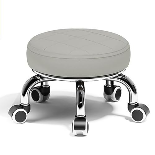 DANTTY Schönheitshocker, Hocker auf Rädern, niedriger Rollhocker, niedriger Rollhocker, Kleiner Rollhocker mit Rollen, kurzer Rollsitzstuhl, 360° drehbarer Pedikürehocker for Zuhause(Gray) von DANTTY