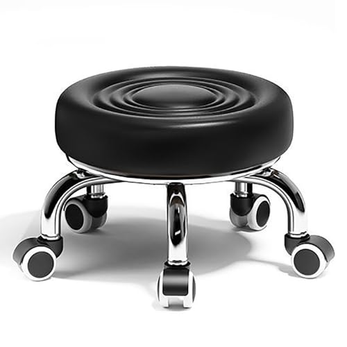 DANTTY Schönheitshocker, Hocker auf Rädern, niedriger Rollhocker, niedriger Rollhocker, Kleiner Rollhocker mit Rollen, kurzer Rollsitzstuhl, 360° drehbarer Pedikürehocker for Zuhause(Style4) von DANTTY