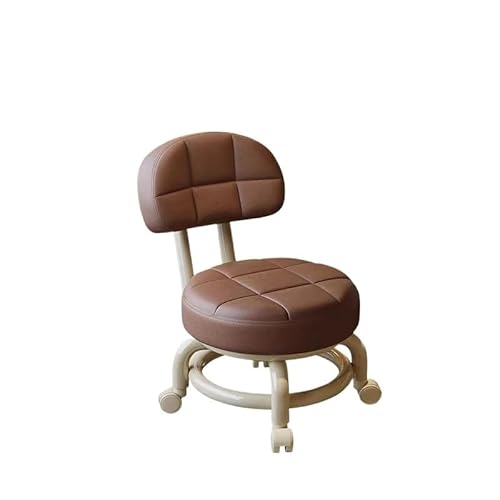 Schönheitshocker, Hocker auf Rädern, niedriger Rollhocker, Fußhocker Drehhocker kleiner niedriger Rollhocker Arbeitshocker Rückenlehne 360° Rollhocker niedriger Hocker mit Rädern drehbarer Werkstattho von DANTTY
