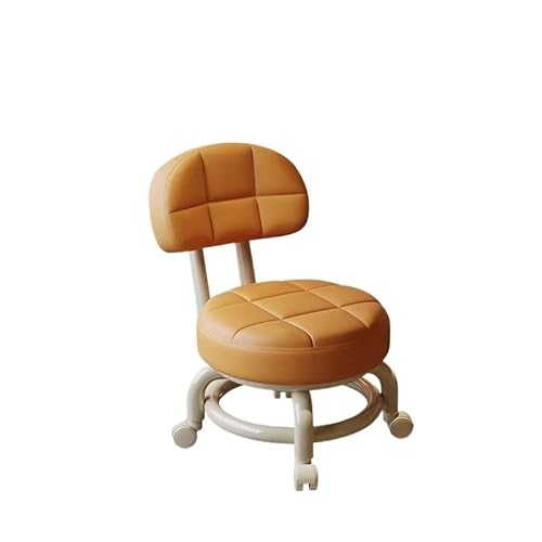 Schönheitshocker, Hocker auf Rädern, niedriger Rollhocker, Fußhocker Drehhocker kleiner niedriger Rollhocker Arbeitshocker Rückenlehne 360° Rollhocker niedriger Hocker mit Rädern drehbarer Werkstattho von DANTTY