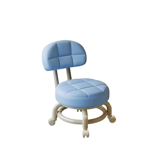 Schönheitshocker, Hocker auf Rädern, niedriger Rollhocker, Fußhocker Drehhocker kleiner niedriger Rollhocker Arbeitshocker Rückenlehne 360° Rollhocker niedriger Hocker mit Rädern drehbarer Werkstattho von DANTTY