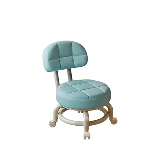Schönheitshocker, Hocker auf Rädern, niedriger Rollhocker, Fußhocker Drehhocker kleiner niedriger Rollhocker Arbeitshocker Rückenlehne 360° Rollhocker niedriger Hocker mit Rädern drehbarer Werkstattho von DANTTY