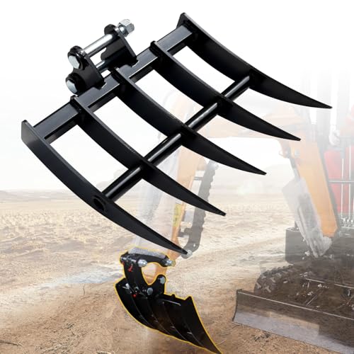 DANWIWEE Breiter Metall-Baggerrechen für Mini-Bagger, Baggerzubehör mit Bohrungsdurchmesser 25 mm und Spannweite 90 mm von DANWIWEE