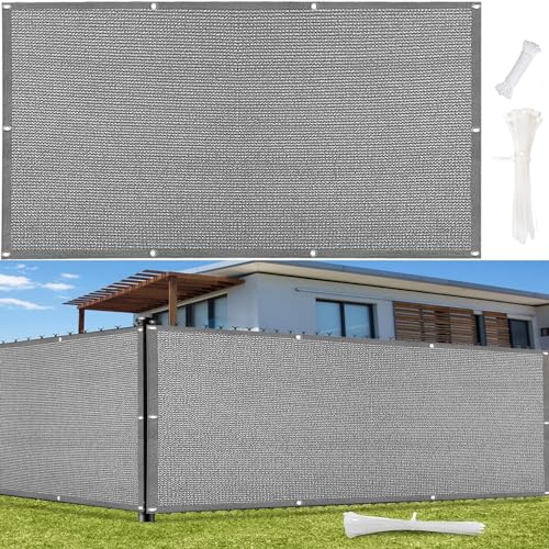 DANWU Balkon Sichtschutz 0.9 x 8.5 m Sichtschutz Zaun HDPE Uv-Schutz Privatsphäre mit Kabelbinder Und Kordel für Terrasse Und Zaun, Grau von DANWU